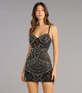 Brielle Faux Pearl Rhinestone Mini Dress