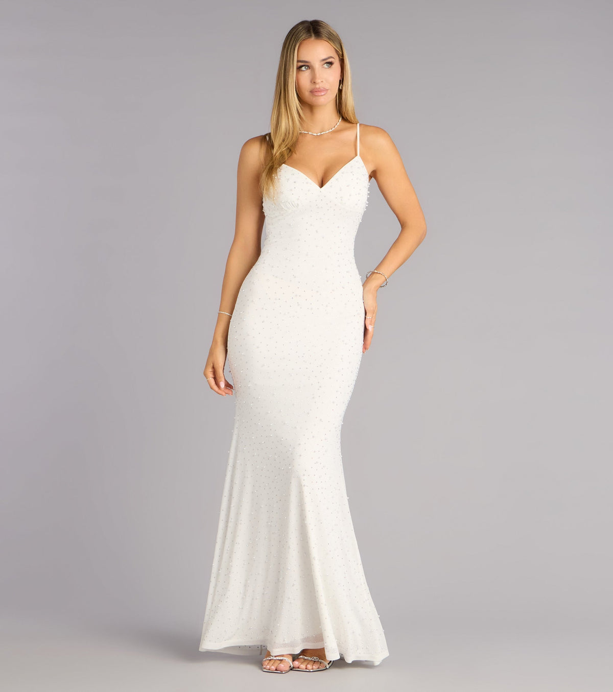 Anisa Pearl Rhinestone Mermaid Formal Dress
