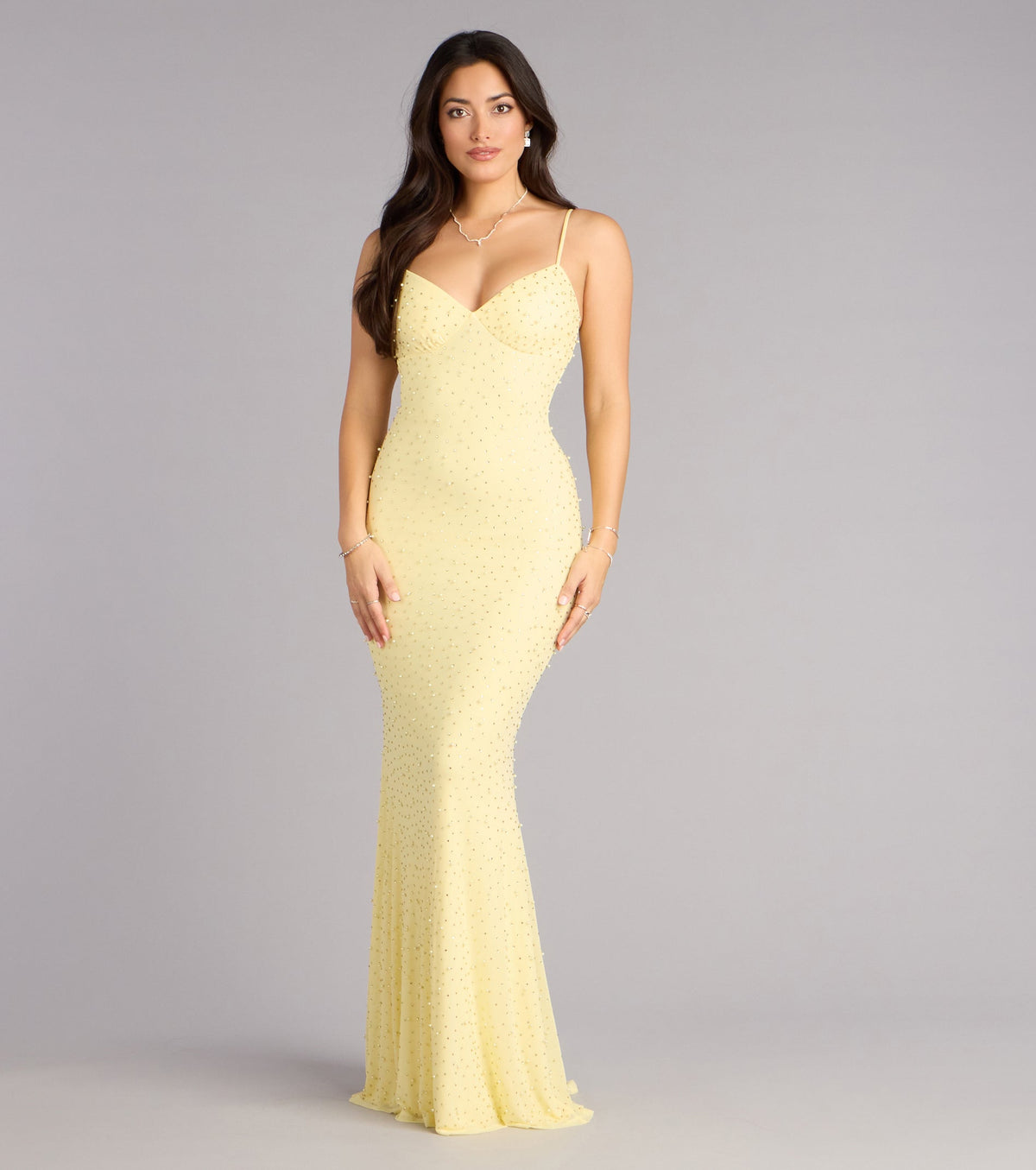 Anisa Pearl Rhinestone Mermaid Formal Dress