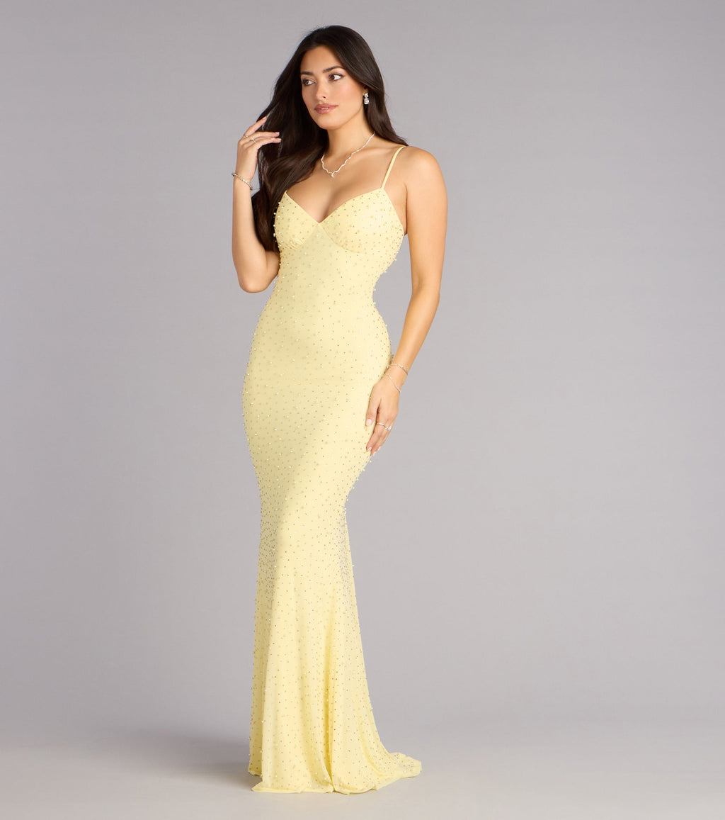 Anisa Pearl Rhinestone Mermaid Formal Dress