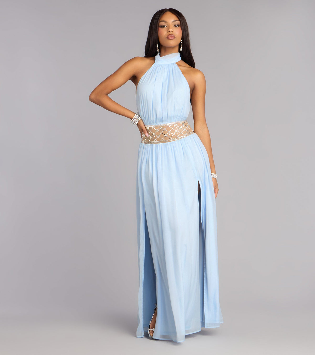 Monica Chiffon Embellished Formal Dress