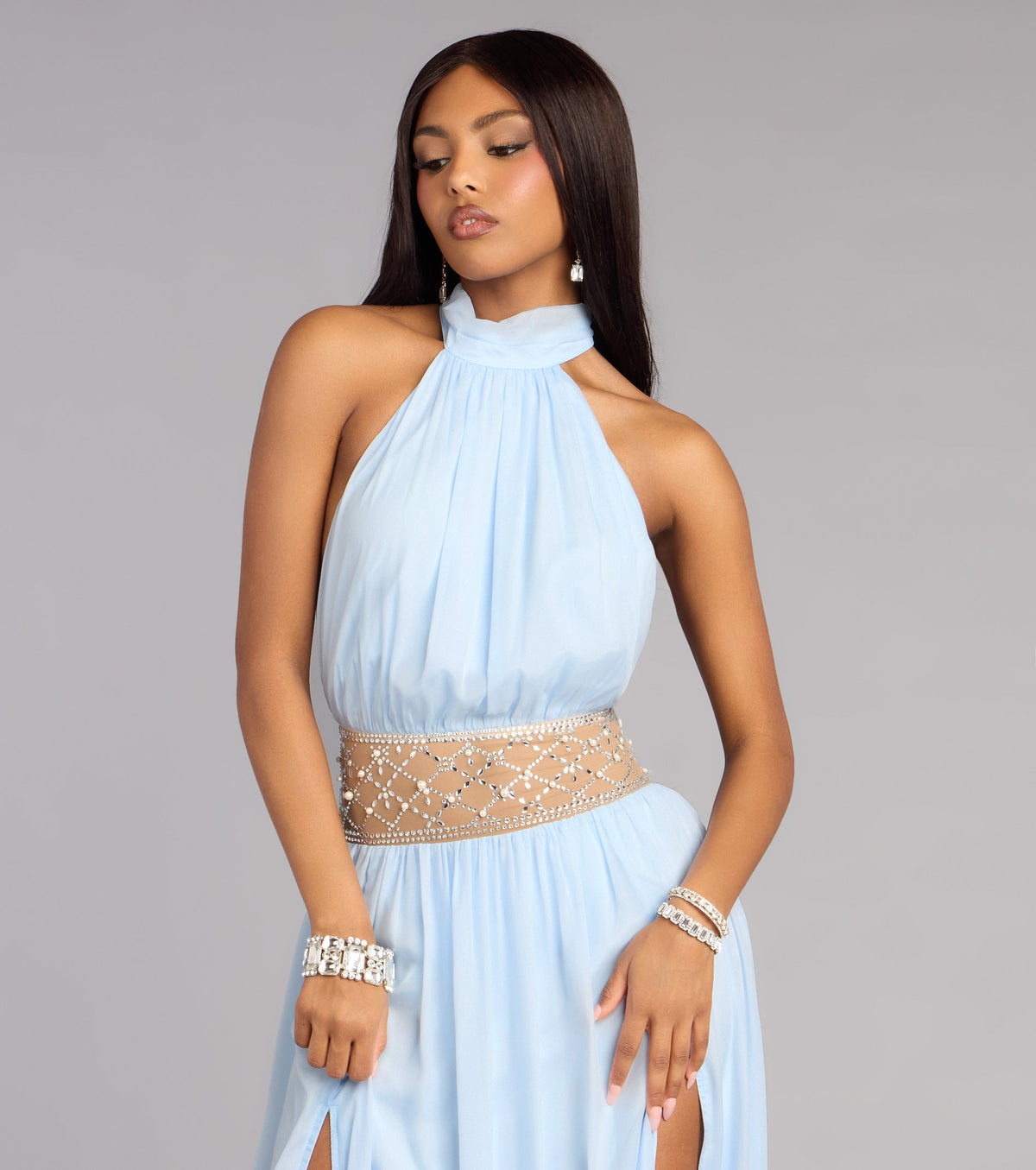 Monica Chiffon Embellished Formal Dress
