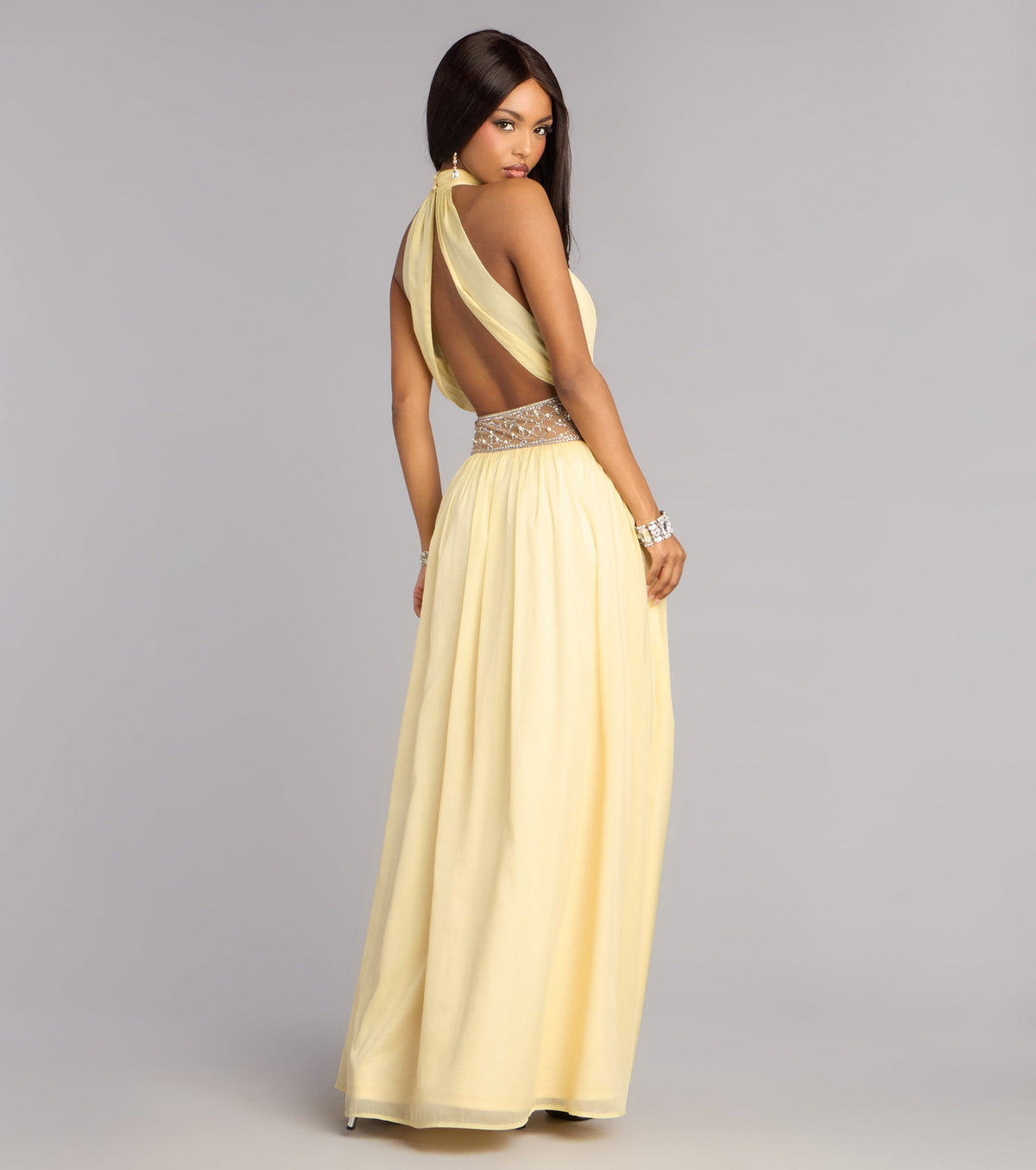 Monica Chiffon Embellished Formal Dress