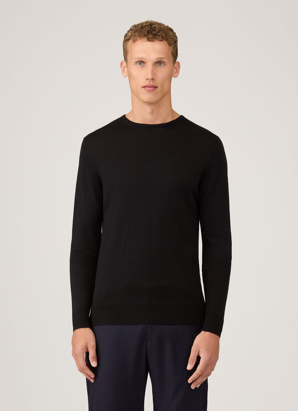 Men's Extra-Fine Merino Jumper in Black