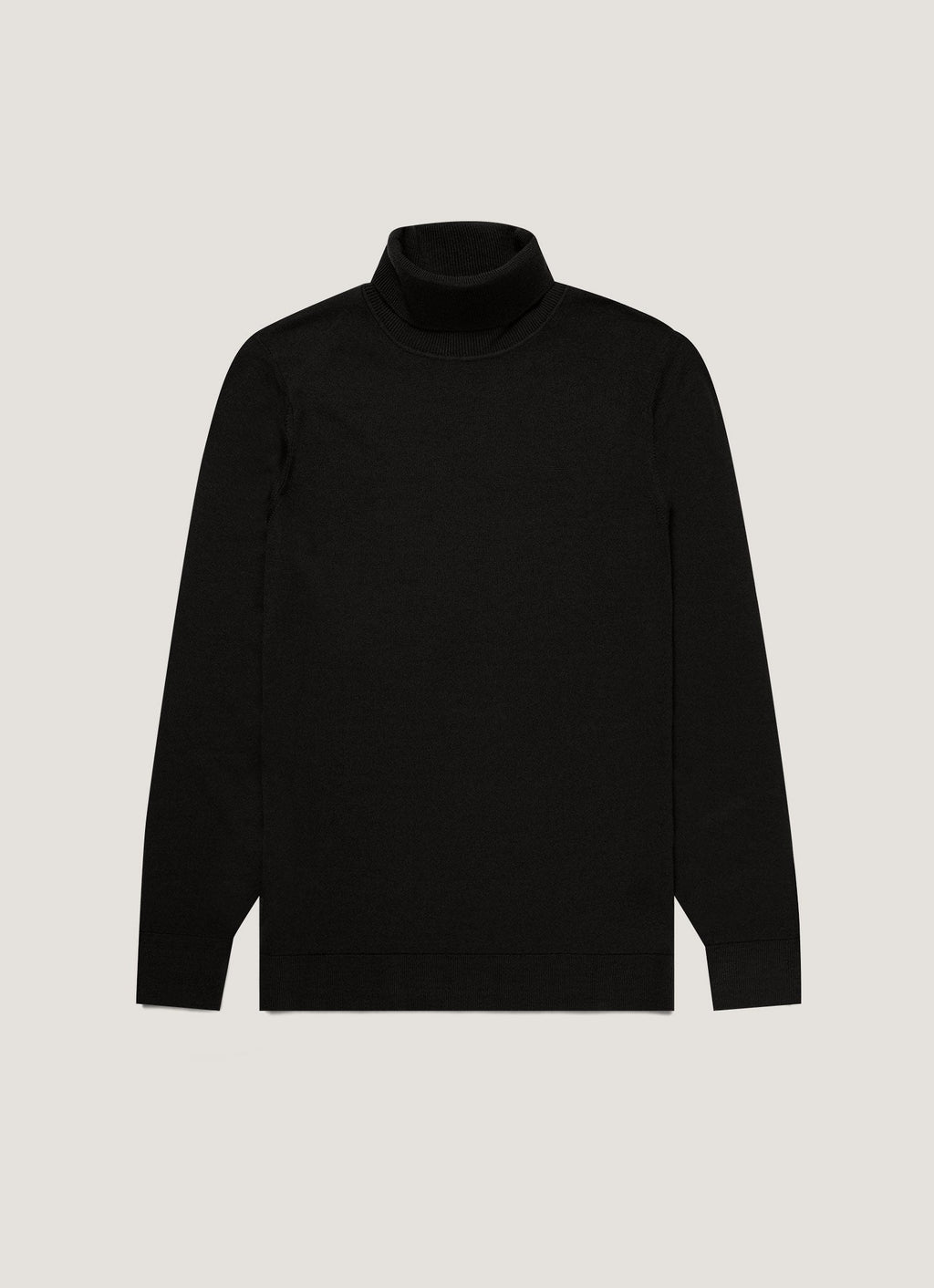 Men's Extra-Fine Merino Roll Neck Jumper in Black