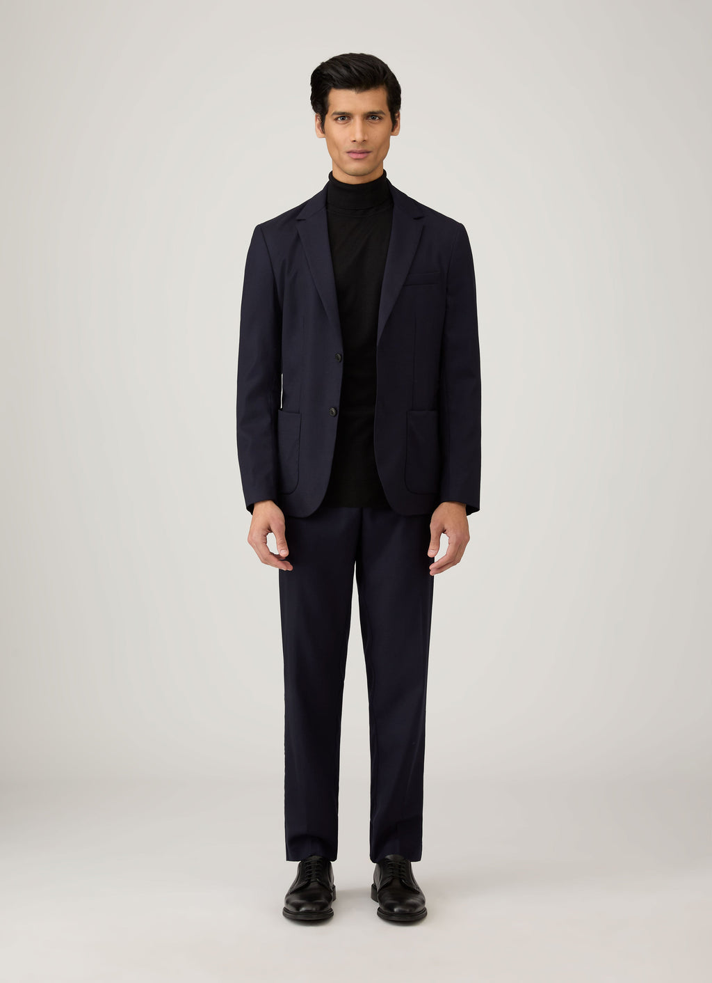 Men's Extra-Fine Merino Roll Neck Jumper in Black