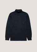 Men's Extra-Fine Merino Roll Neck Jumper in Navy