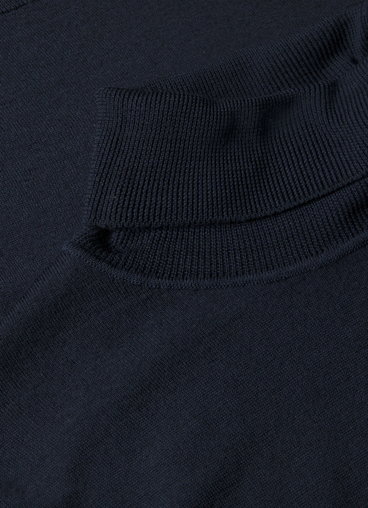 Men's Extra-Fine Merino Roll Neck Jumper in Navy