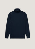 Men's Extra-Fine Merino Roll Neck Jumper in Light Navy