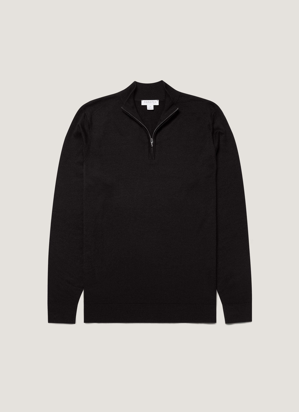 Men's Extra-Fine Merino Half Zip Jumper in Black