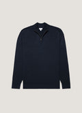 Men's Extra-Fine Merino Half Zip Jumper in Navy