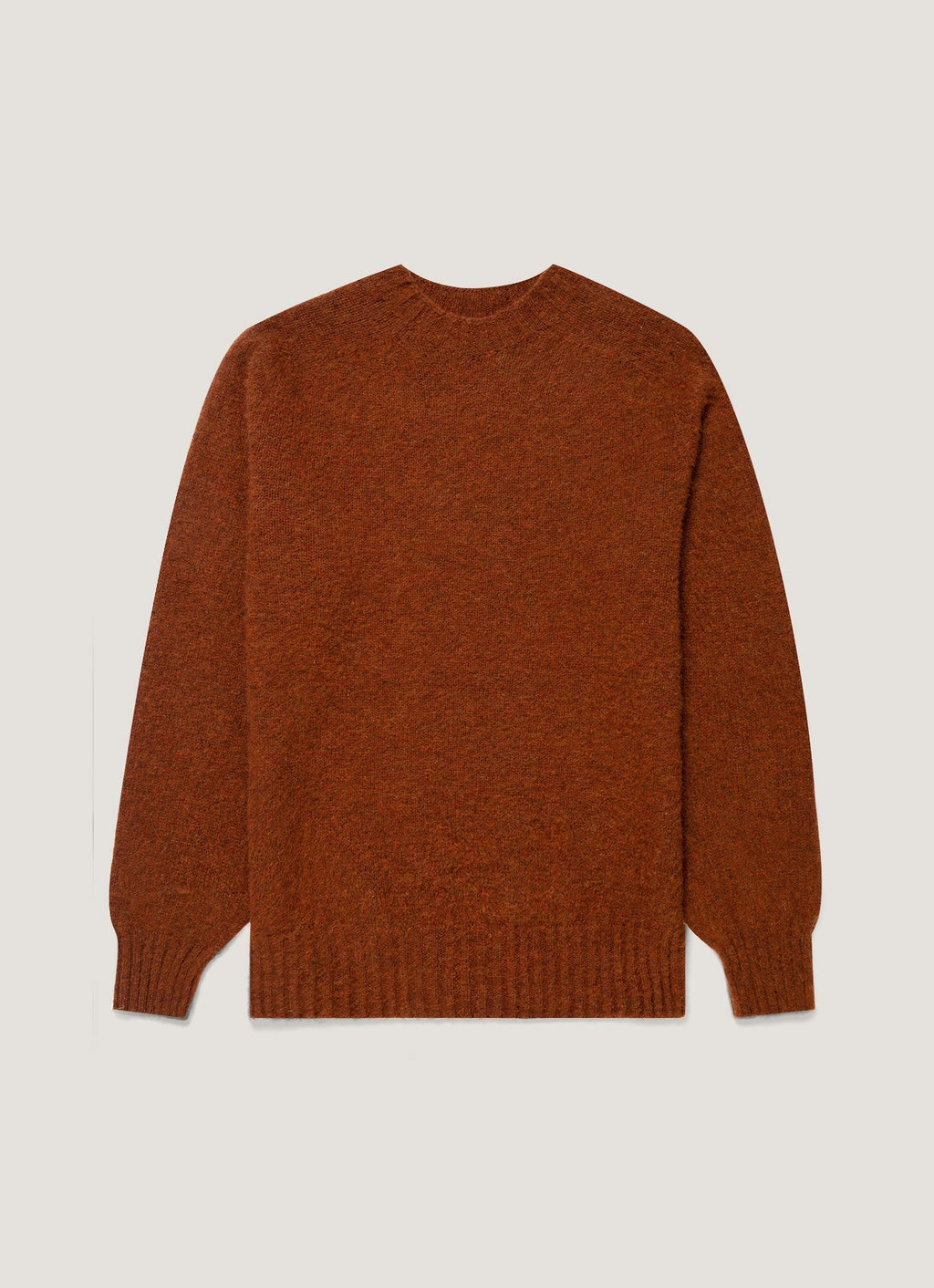 Men's Shetland Crew Neck Jumper in Dark Tobacco