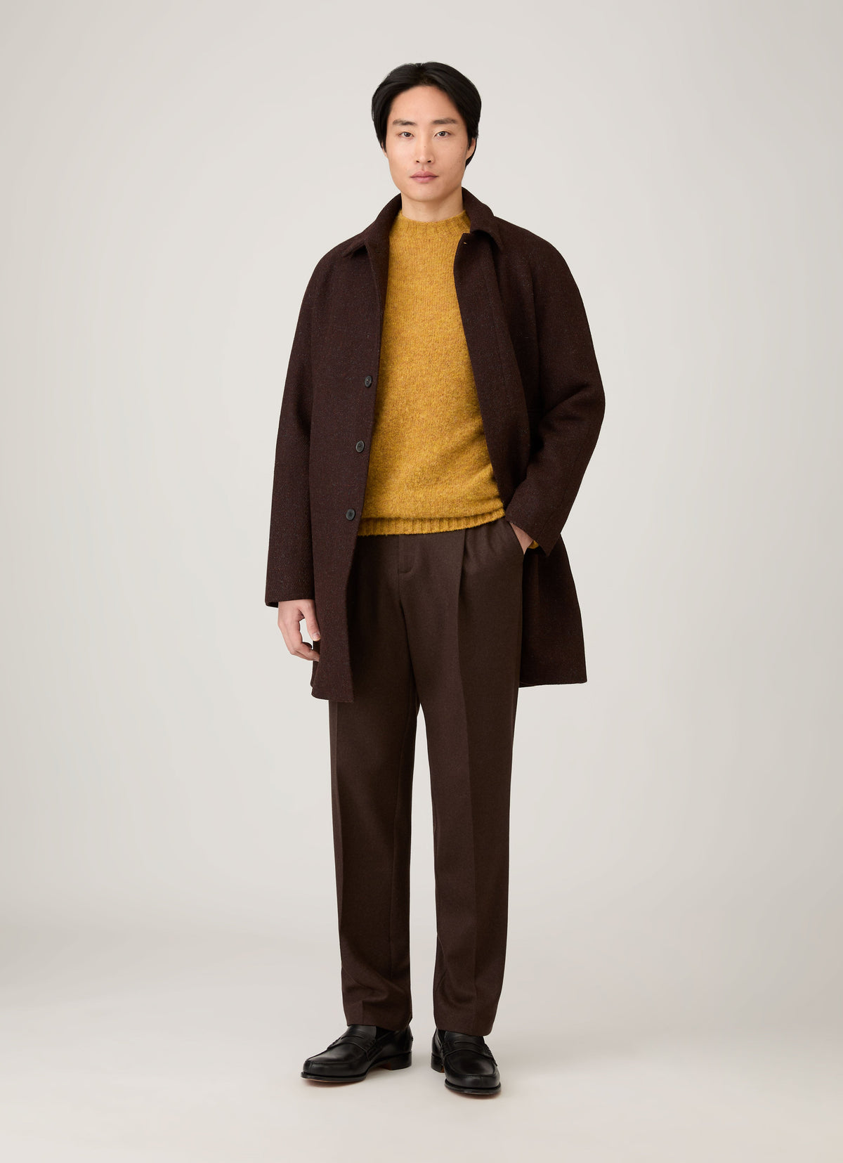 Men's Shetland Crew Neck Jumper in Saffron