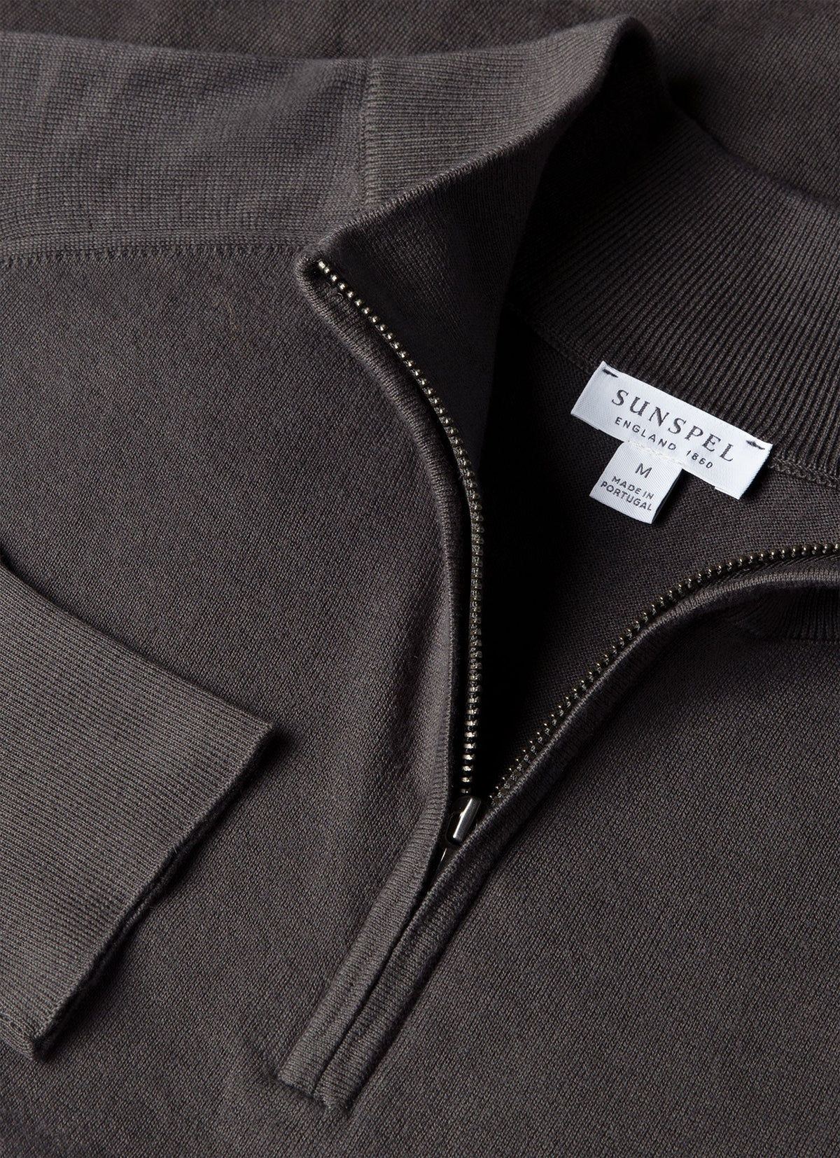 Men's Sea Island Cashmere Half Zip in Anthracite