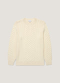 Men's Cable Knit Jumper in Ecru