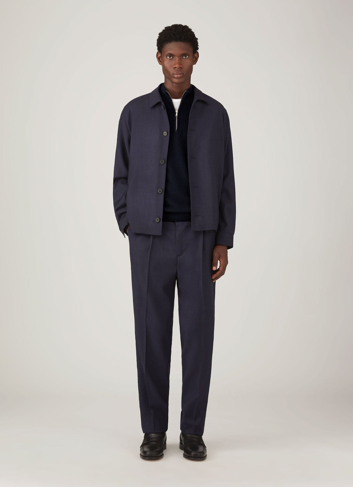 Men's Cashmere Half Zip Jumper in Navy