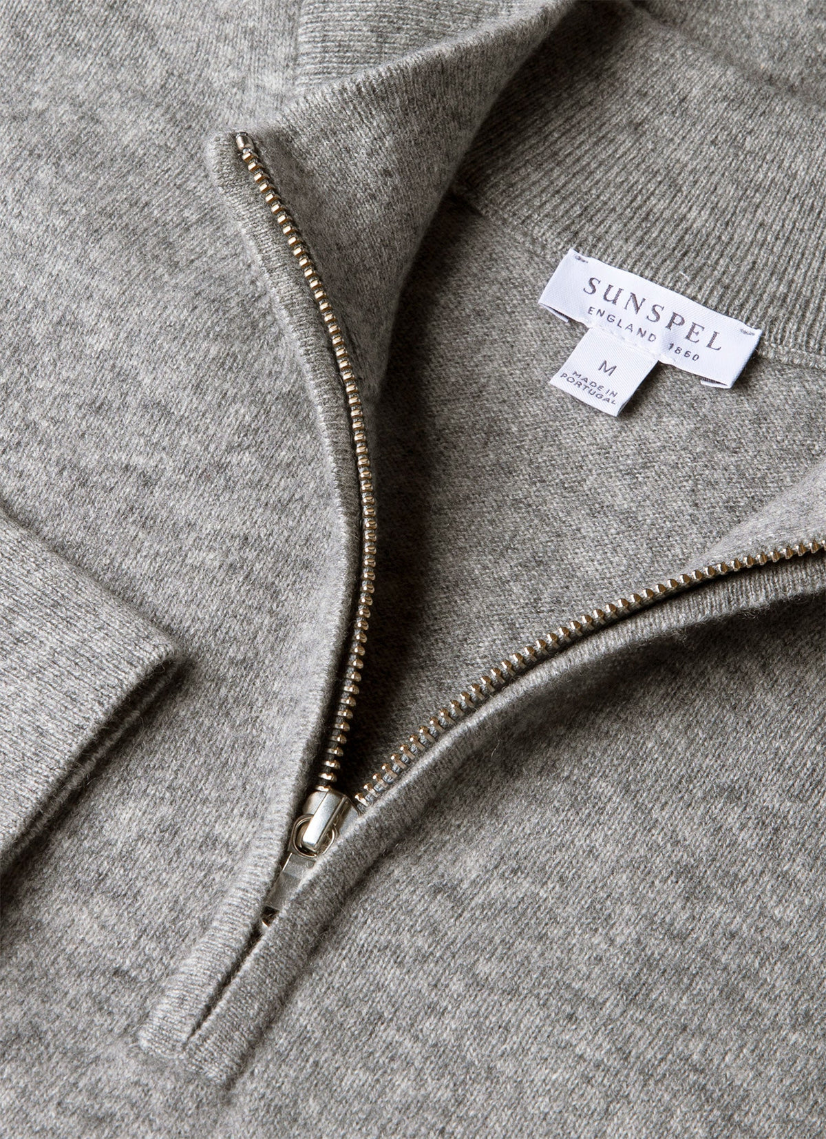 Men's Cashmere Half Zip Jumper in Grey Melange