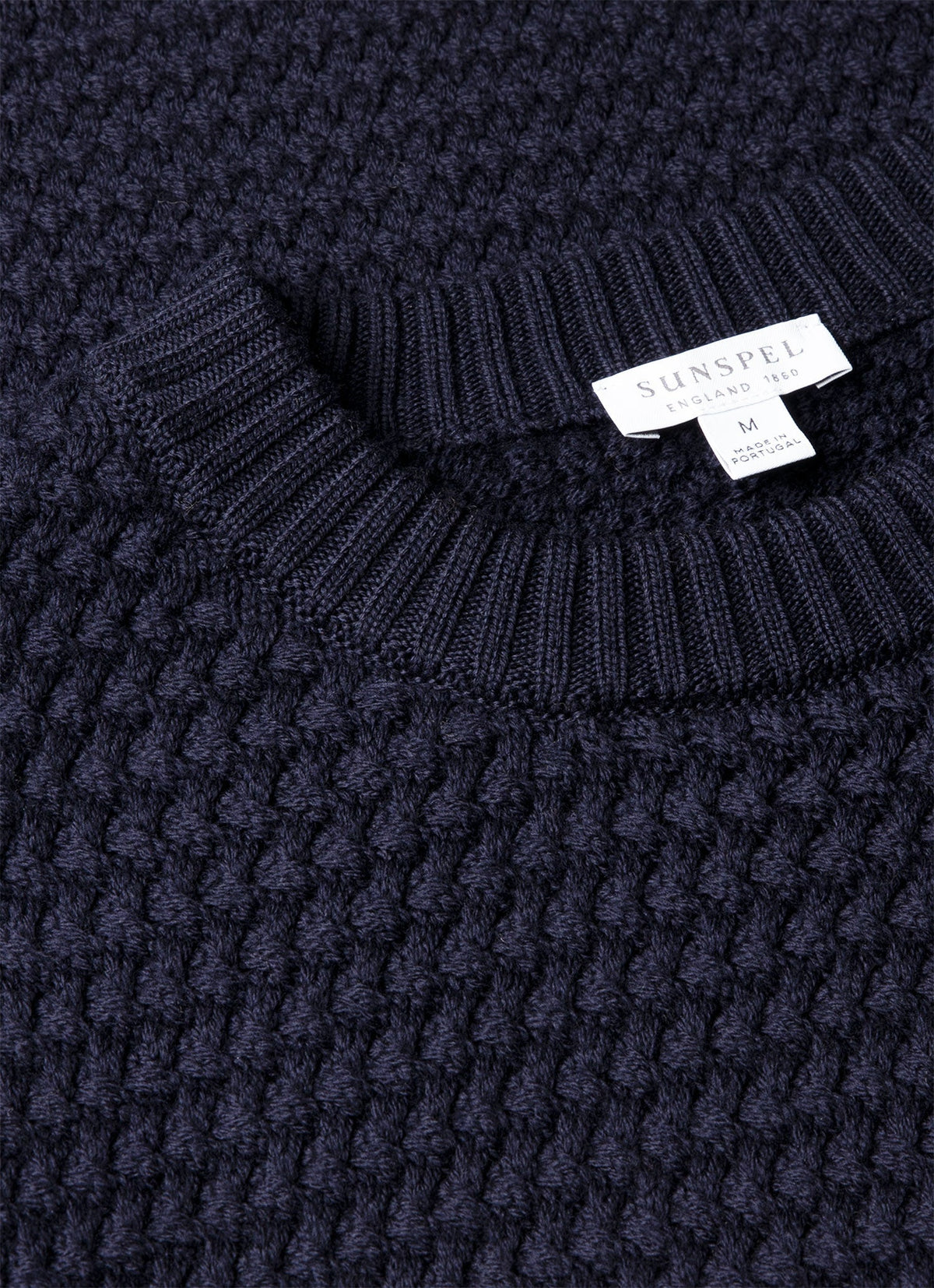 Men's Merino Wool Basketweave Jumper in Navy