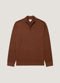 Men's Extra-Fine Merino Half Zip Jumper in Chestnut