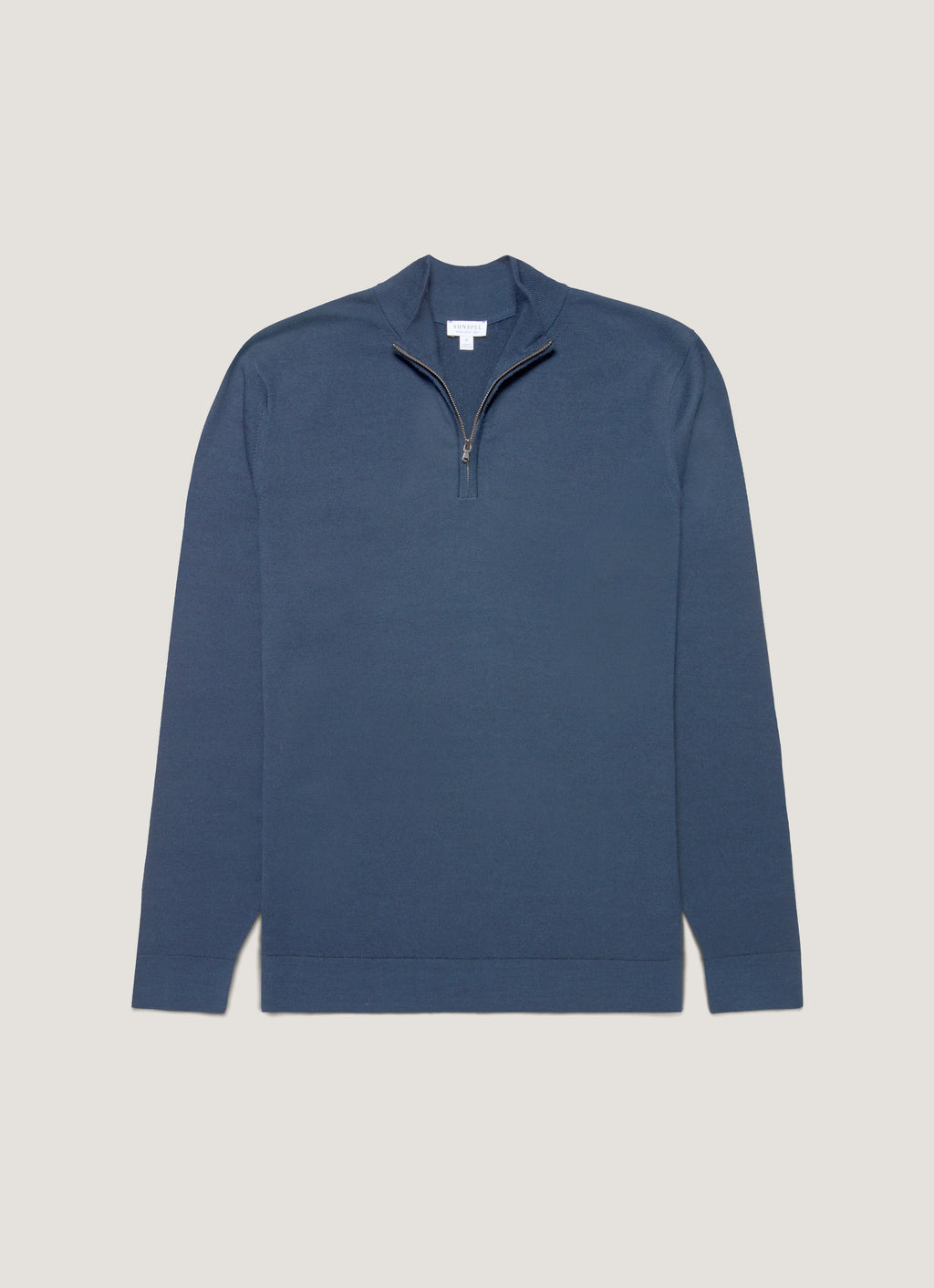 Men's Extra-Fine Merino Half Zip Jumper in Slate Blue