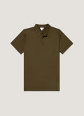 Men's Sea Island Cotton Knit Polo Shirt in Deep Olive