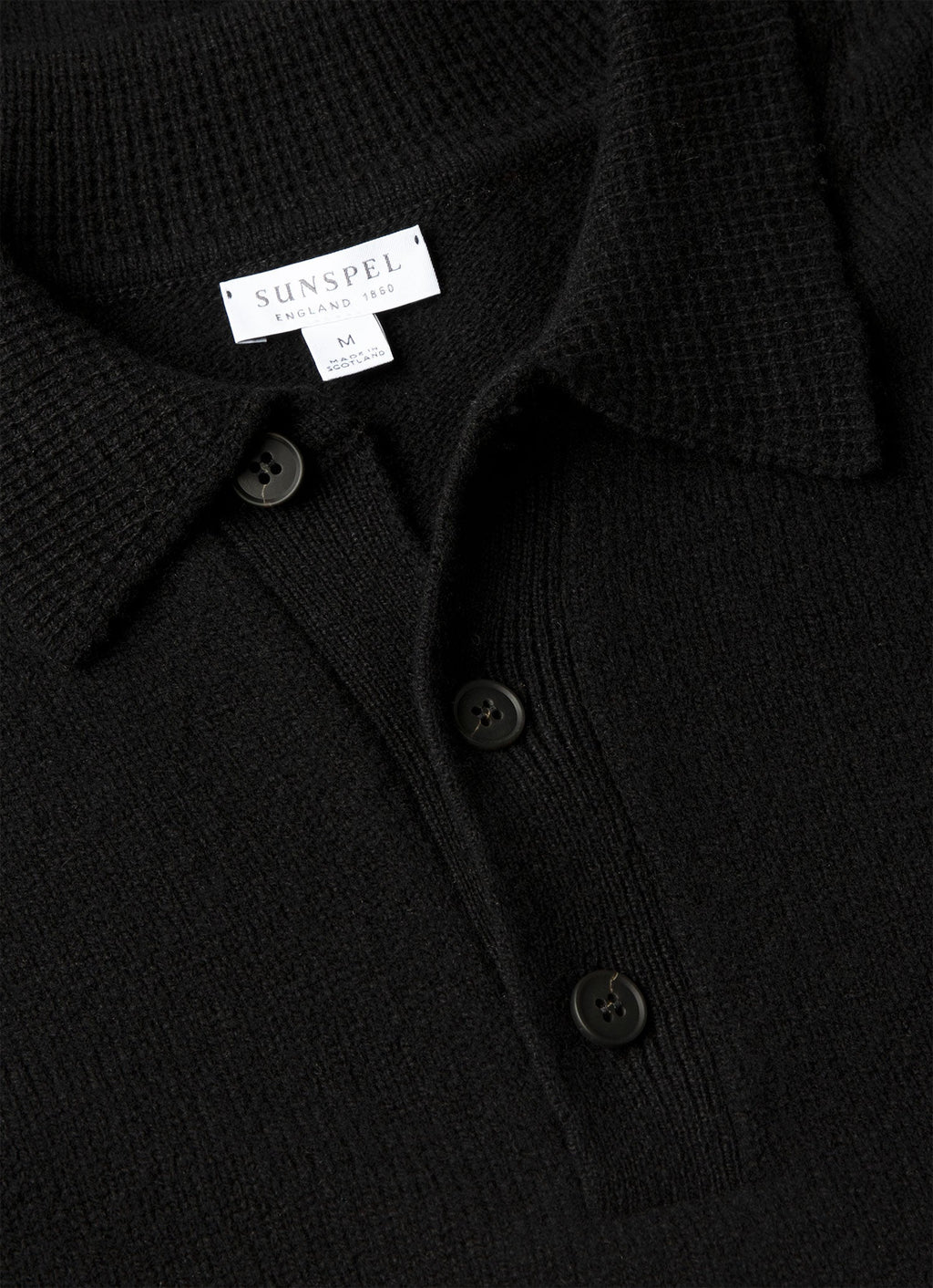 Men's Lambswool Knitted Polo Shirt in Black