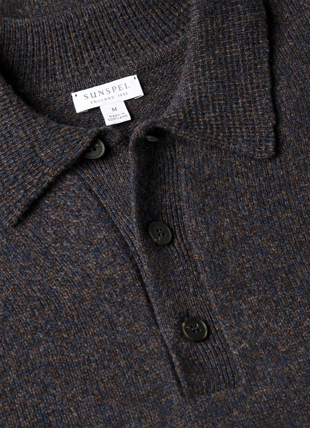 Men's Lambswool Knitted Polo Shirt in Midnight Navy Twist