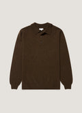 Men's Lambswool Knitted Polo Shirt in Loden Green Twist