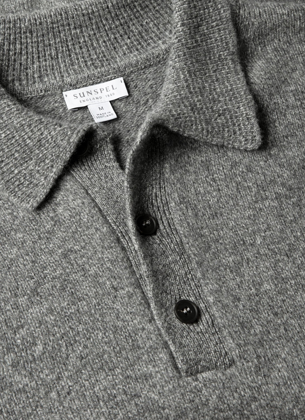 Men's Lambswool Polo Shirt in Mid Grey Melange