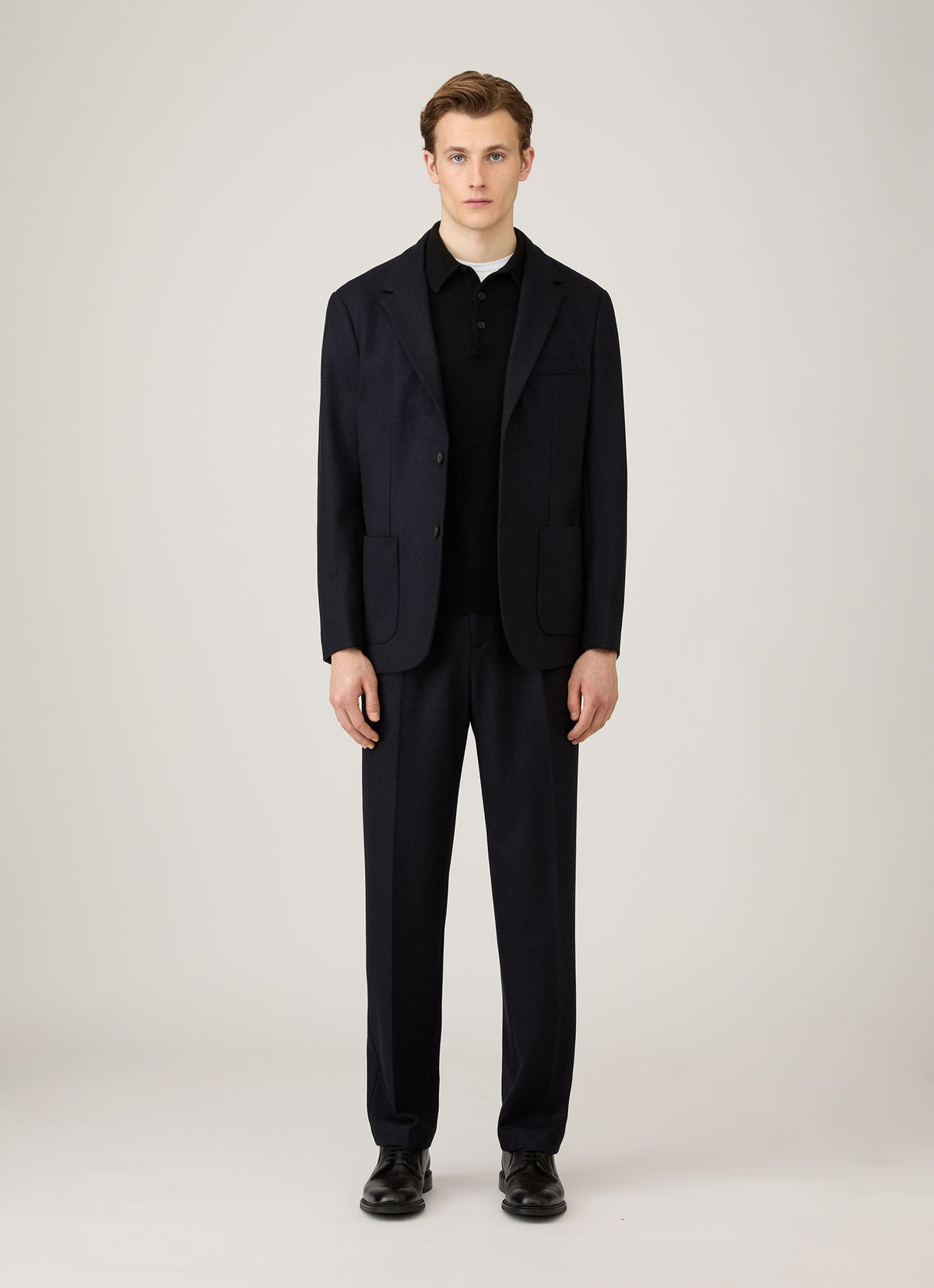 Men's Cashmere Knitted Polo Shirt in Black