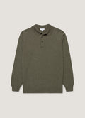 Men's Cashmere Knitted Polo Shirt in Khaki