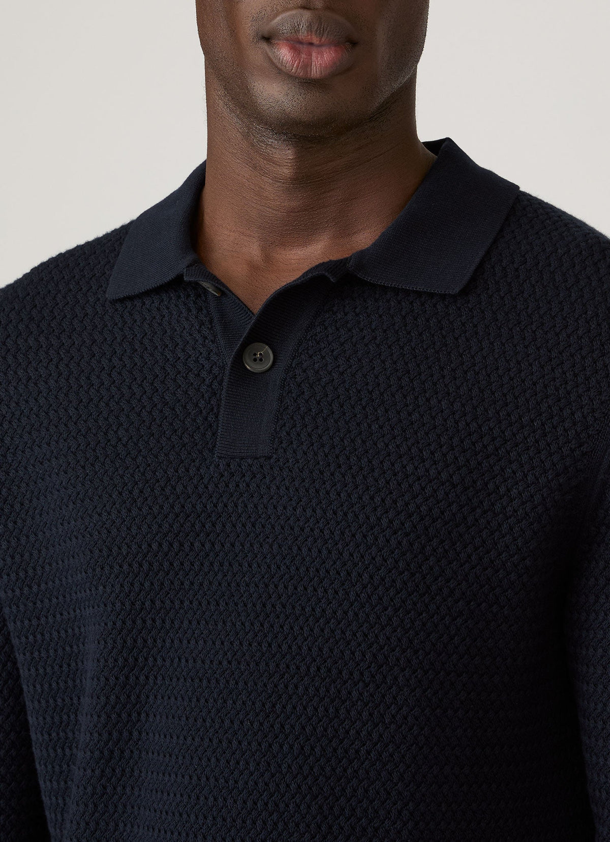 Men's Cotton Basketweave Polo Shirt in Navy